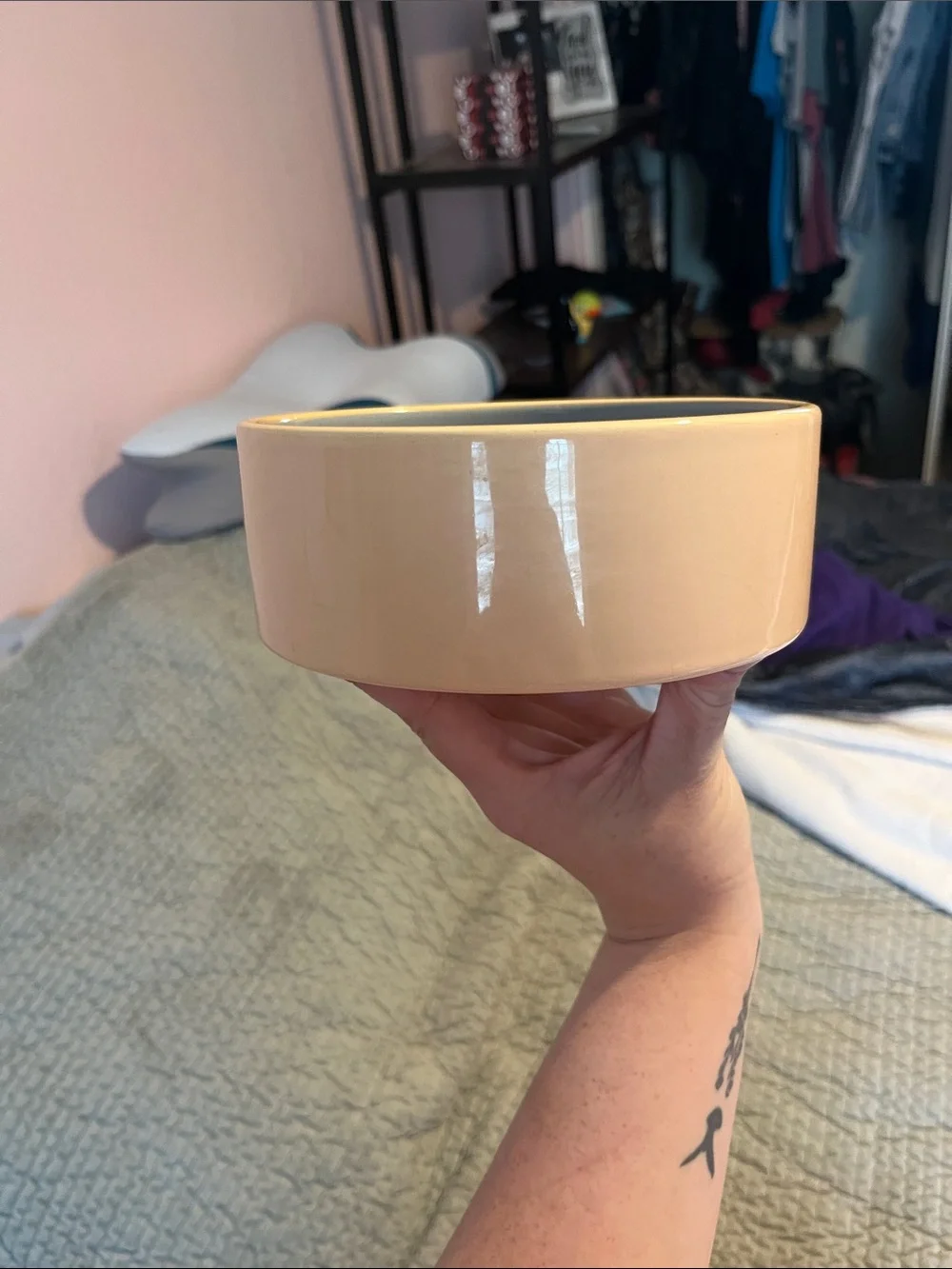Ceramic Water Dog Bowl in Peach